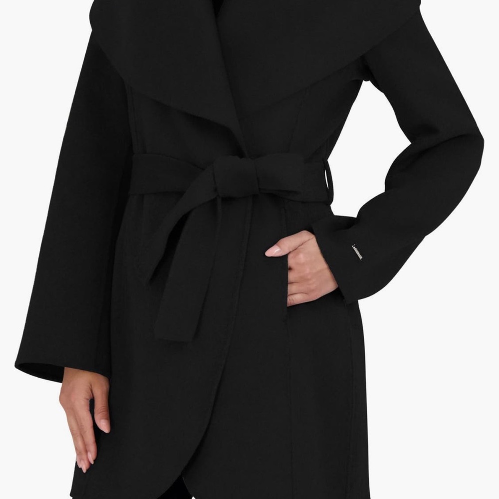 NWT Tahari Marilyn Black Wool Blend Belted Wrap Coat – Women’s